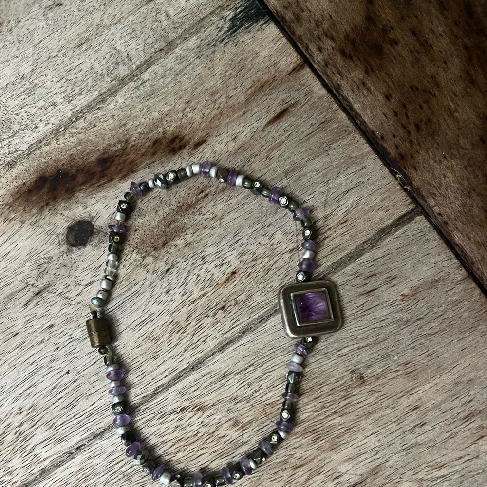 Silver & amethyst choker handmade